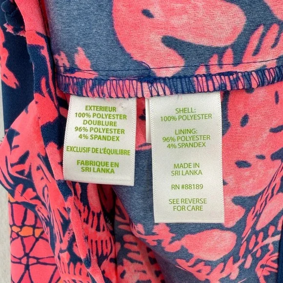 LILLY PULITZER Donna Romper Women 4 Indigo Night Caw Blue Pink Parrot Sleeveless - Picture 10 of 16